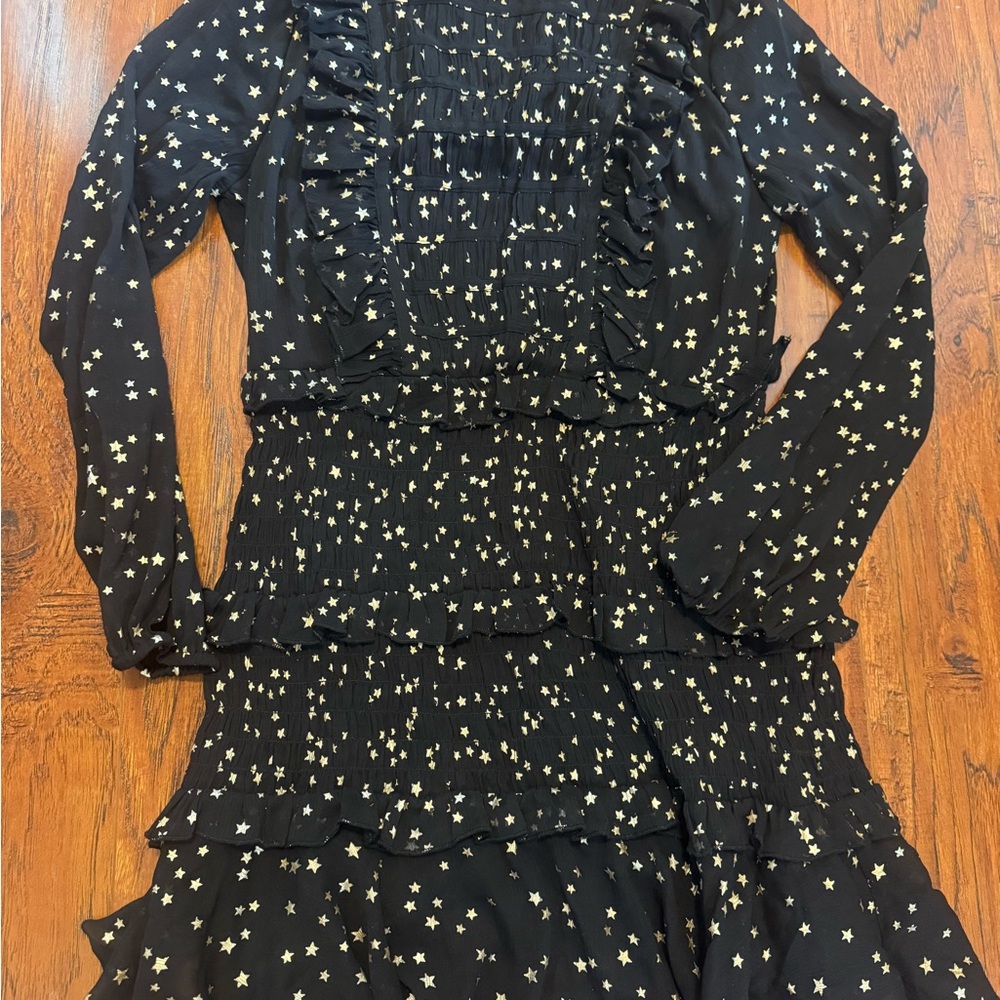 Lipsy Black Dress with Gold Star Pattern